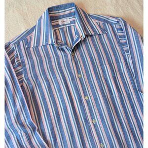 Enro Shirtbuilders VTG 60s Cotton Blend Permanent Press Striped Button Up Size L